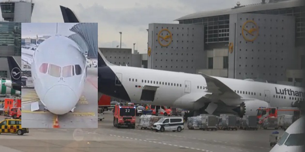 Lufthansa Uçağının Ön İçiş Takımları Park Yerinde Çöktü